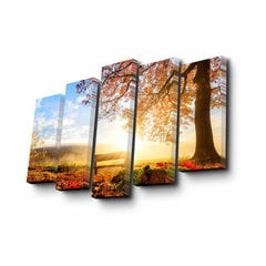 Репродукция из пяти частей Дерево и скамейка осенью цена и информация | Репродукции, картины | pigu.lt
