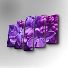 Penkių dalių reprodukcija Violetinės gėlės kaina ir informacija | Reprodukcijos, paveikslai | pigu.lt