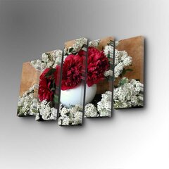Penkių dalių reprodukcija Gėlės kaina ir informacija | Reprodukcijos, paveikslai | pigu.lt