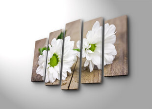 Penkių dalių reprodukcija Baltos gėlės kaina ir informacija | Reprodukcijos, paveikslai | pigu.lt