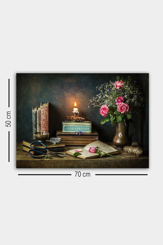 Reprodukcija Žvakės ir gėlių kompozicija kaina ir informacija | Reprodukcijos, paveikslai | pigu.lt