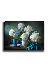 Reprodukcija Gėlės ir puodelis kaina ir informacija | Reprodukcijos, paveikslai | pigu.lt