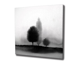 Reprodukcija Medžių siluetai rūke (black and white) kaina ir informacija | Reprodukcijos, paveikslai | pigu.lt
