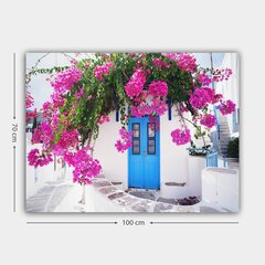 Reprodukcija Mėlynos durys tarp žydinčių gėlių kaina ir informacija | Reprodukcijos, paveikslai | pigu.lt