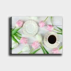 Репродукция Кофейная чашка и тюльпаны цена и информация | Репродукции, картины | pigu.lt