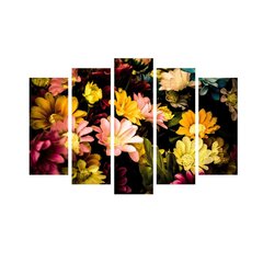 Penkių dalių reprodukcija Gėlės kaina ir informacija | Reprodukcijos, paveikslai | pigu.lt