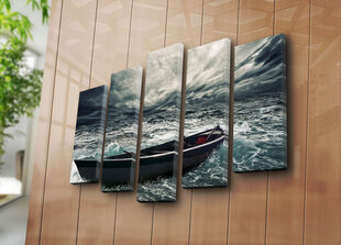 Репродукция из пяти частей Лодка в бушующем море цена и информация | Репродукции, картины | pigu.lt