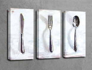 Репродукция из трех частей Нож, вилка, ложка цена и информация | Репродукции, картины | pigu.lt