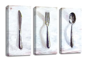 Репродукция из трех частей Нож, вилка, ложка цена и информация | Репродукции, картины | pigu.lt