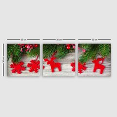Trijų dalių reprodukcija Kalėdiniai eglutės papuošimai kaina ir informacija | Reprodukcijos, paveikslai | pigu.lt