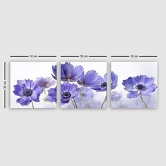 Репродукция из трех частей Синие цветы цена и информация | Репродукции, картины | pigu.lt