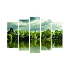 Репродукция из пяти частей Деревья и вода цена и информация | Репродукции, картины | pigu.lt