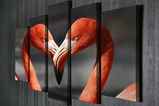Penkių dalių reprodukcija Flamingai kaina ir informacija | Reprodukcijos, paveikslai | pigu.lt
