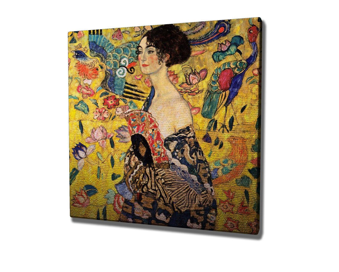 Reprodukcija Lady with Fan (Gustav Klimt) kaina ir informacija | Reprodukcijos, paveikslai | pigu.lt