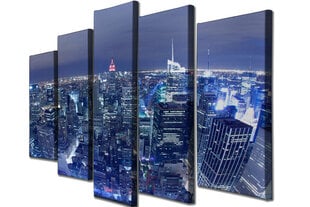 Репродукция из пяти частей Панорама ночного города цена и информация | Репродукции, картины | pigu.lt