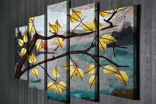 Репродукция из пяти частей Желтые листья дерева цена и информация | Репродукции, картины | pigu.lt