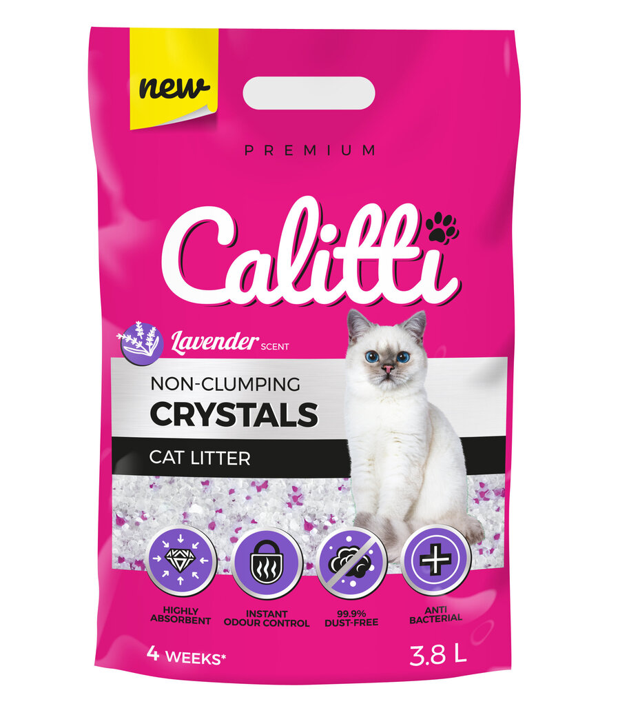 Calitti Crystals Lavender silikoninis kraikas, 3,8 l kaina ir informacija | Kraikas katėms | pigu.lt