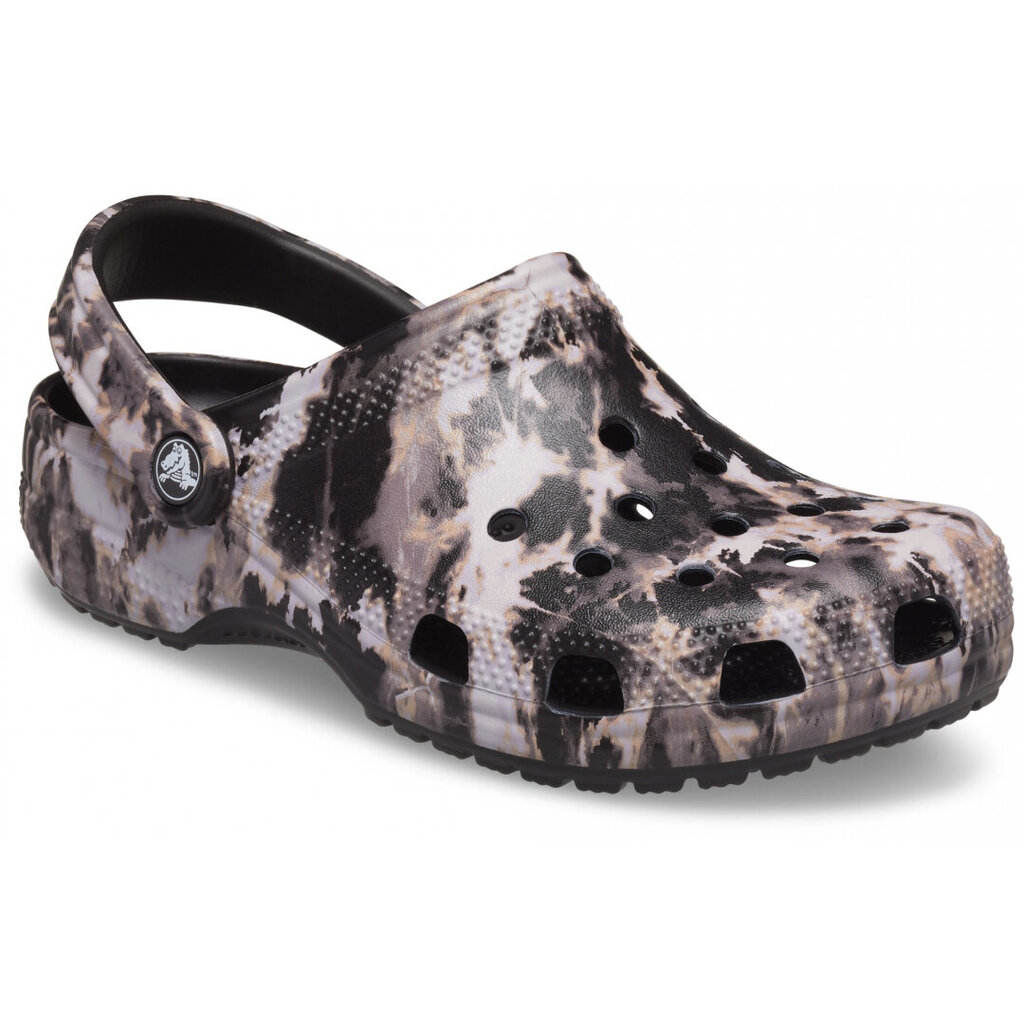 Klumpės moterims ir vyrams Crocs™ Classic Bleach Dye Clog, juodos цена и информация | Šlepetės moterims | pigu.lt