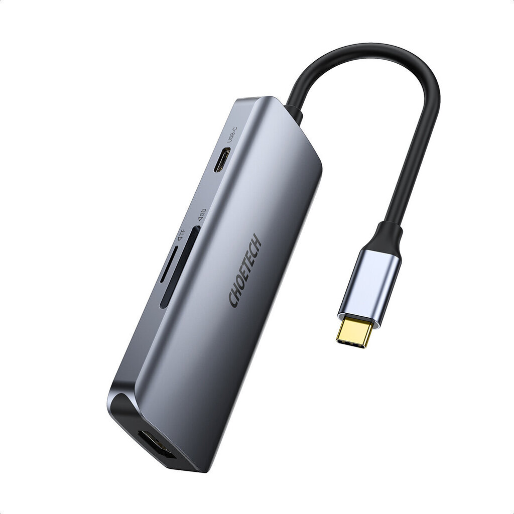 Adapteris Choetech HUB-M19 USB-C 7W1 4K PD 100W, pilkas kaina ir informacija | Adapteriai, USB šakotuvai | pigu.lt