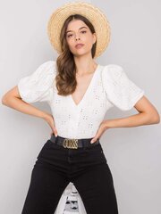 Блуза с треугольным вырезом Rue Paris, белая цена и информация | Женские блузки, рубашки | pigu.lt