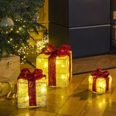 Šviečiančios kalėdinės dekoracijos Dovanų dėžutės, 3 vnt kaina ir informacija | Kalėdinės dekoracijos | pigu.lt