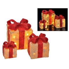 Šviečiančios kalėdinės dekoracijos Dovanų dėžutės, 3 vnt kaina ir informacija | Kalėdinės dekoracijos | pigu.lt