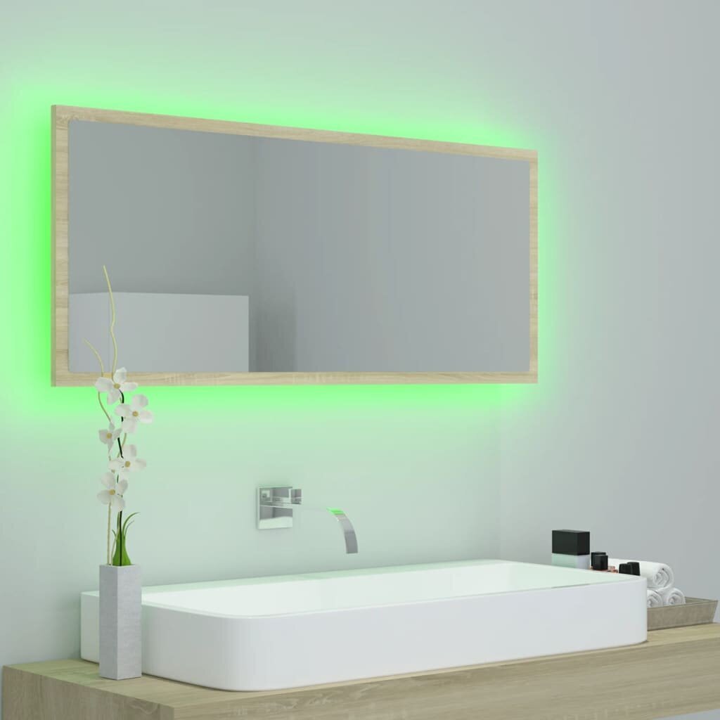 Veidrodis vidaXL LED 100, rudas kaina ir informacija | Vonios veidrodžiai | pigu.lt