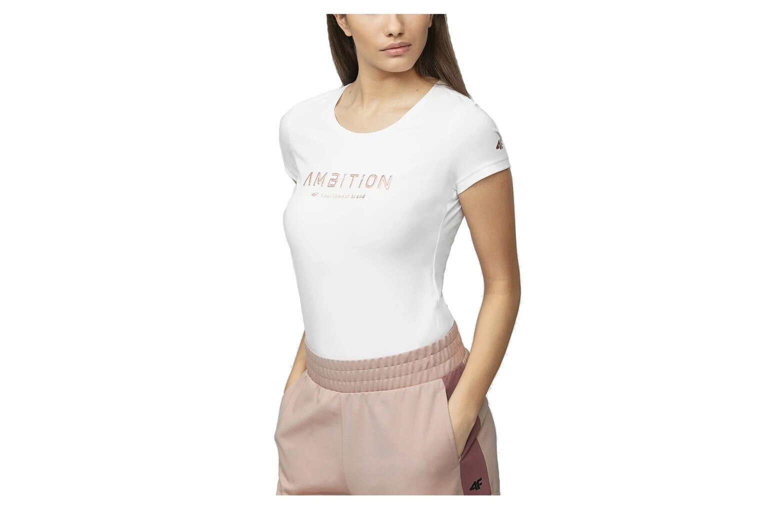 Marškinėliai moterims 4F H4L21 TSD033, balti kaina ir informacija | Marškinėliai moterims | pigu.lt