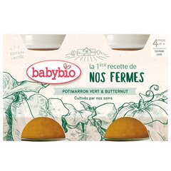 Ekologiška bulvių, žaliojo ir sviestinio moliūgų tyrelė Babybio, nuo 4 mėn., 2x130 g цена и информация | Пюре | pigu.lt