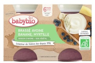 Ekologiška avižų jogurto, bananų ir mėlynių tyrelė Babybio, nuo 6 mėn., 2x130 g цена и информация | Пюре | pigu.lt