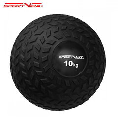 Слэм мяч (23 см) для кросфита & фитнеса с протектором комфортной хватки SportVida, 10 кг, черный цена и информация | Медболы | pigu.lt