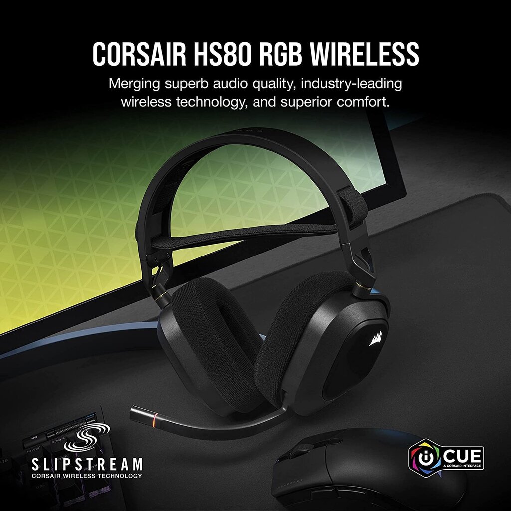 Corsair HS80 RGB Wireless Black цена и информация | Ausinės | pigu.lt