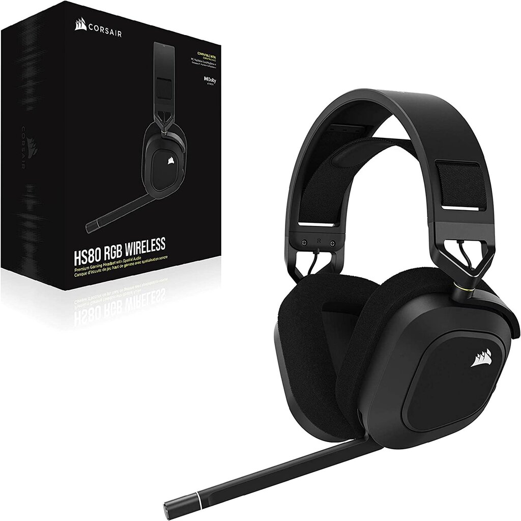 Corsair HS80 RGB Wireless Black kaina ir informacija | Ausinės | pigu.lt