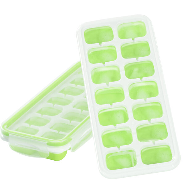 IKICH Ice Cube Trays with Locking Lids, Easy-Release Silicone Tray 3 Pack