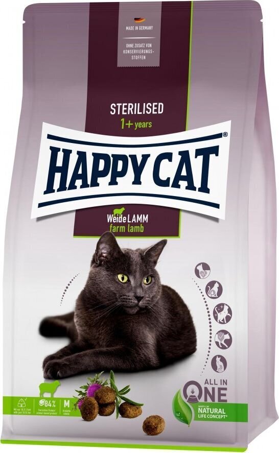 Happy Cat maistas sterilizuotoms katėms su ėriena Sterilised WeideLamm, 4 kg kaina ir informacija | Sausas maistas katėms | pigu.lt