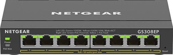 Komutatorius Netgear GS308EP-100PES цена и информация | Komutatoriai (Switch) | pigu.lt