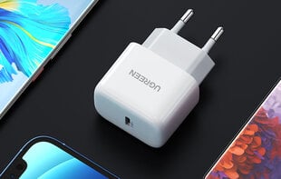 Настенное мини-зарядное устройство UGREEN, USB-C, 20Вт, PD (белое) цена и информация | Зарядные устройства для телефонов | pigu.lt