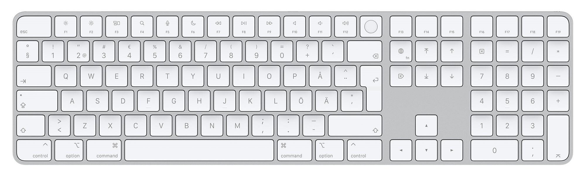 Magic Keyboard with Touch ID and Numeric Keypad for Mac computers with Apple silicon - Swedish - MK2C3S/A цена и информация | Klaviatūros | pigu.lt