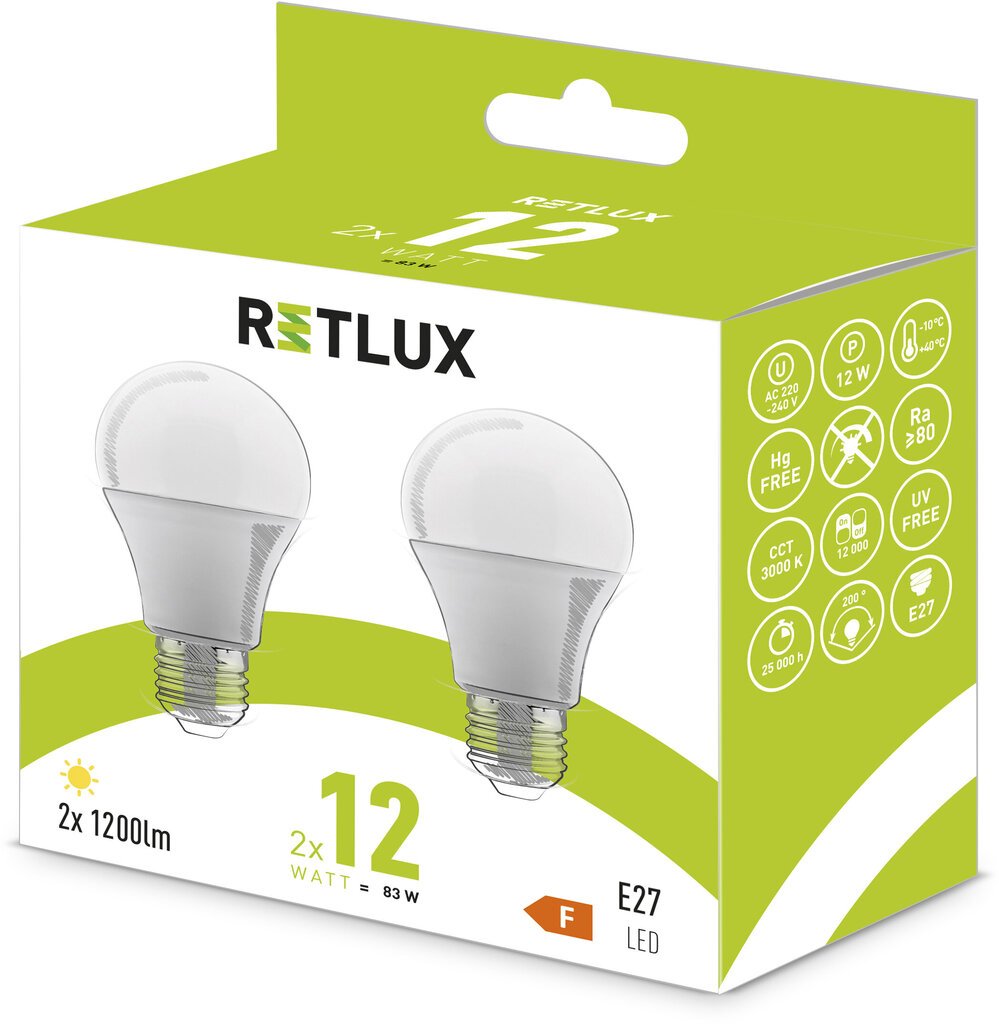 Elektros lemputės LED Retlux A60, 2x12W, E27, 2 vnt. цена и информация | Elektros lemputės | pigu.lt