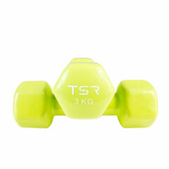 Гантели виниловые TSR: цвет - зеленый, вес - 3 кг (2 шт.) цена и информация | Гантели, гири, штанги | pigu.lt