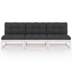 Trivietė sofa su pagalvėlėmis, balta цена и информация | Садовые стулья, кресла, пуфы | pigu.lt