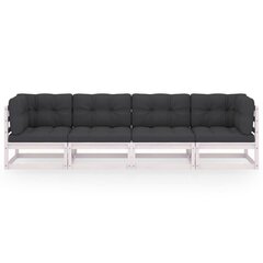 Keturvietė sodo sofa su pagalvėlėmis, balta цена и информация | Садовые стулья, кресла, пуфы | pigu.lt