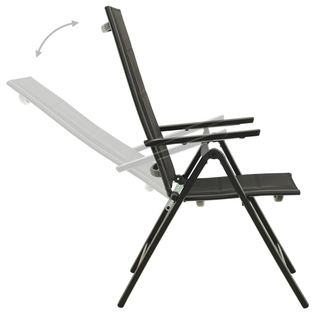 Sodo kėdės, 2vnt., juodos, tekstilenas ir aliuminis kaina ir informacija | Lauko kėdės, foteliai, pufai | pigu.lt