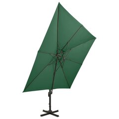 Gembinis skėtis su dvigubu viršumi, 300x300 cm, žalias kaina ir informacija | Skėčiai, markizės, stovai | pigu.lt