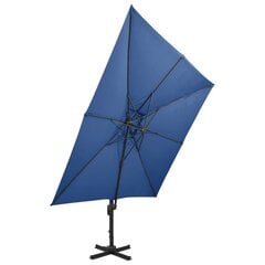 Gembinis skėtis su dvigubu viršumi, 300x300 cm, mėlynas цена и информация | Зонты, маркизы, стойки | pigu.lt