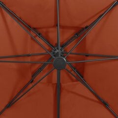 Gembinis skėtis su dvigubu viršumi, 300x300 cm, rudas цена и информация | Зонты, маркизы, стойки | pigu.lt
