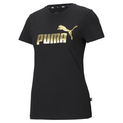 Laisvalaikio marškinėliai moterims Puma Essential Metallic 586890014063697256521, juodi kaina ir informacija | Sportinė apranga moterims | pigu.lt