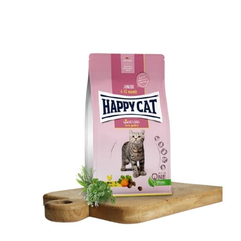 Happy Cat maistas jaunoms katėms su paukštiena Junior LandGeflugel, 1,3 kg цена и информация | Sausas maistas katėms | pigu.lt