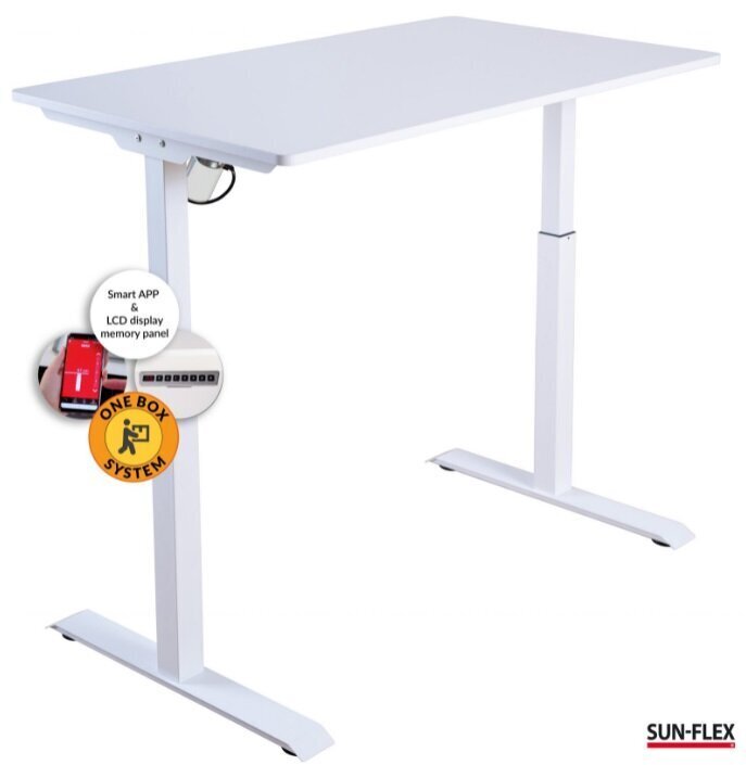 Reguliuojamo aukščio stalas SUN-FLEX® EASYDESK ELITE, baltos spalvos цена и информация | Kompiuteriniai, rašomieji stalai | pigu.lt