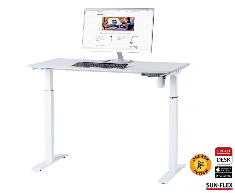 Reguliuojamo aukščio stalas SUN-FLEX® EASYDESK ELITE, baltos spalvos kaina ir informacija | Kompiuteriniai, rašomieji stalai | pigu.lt